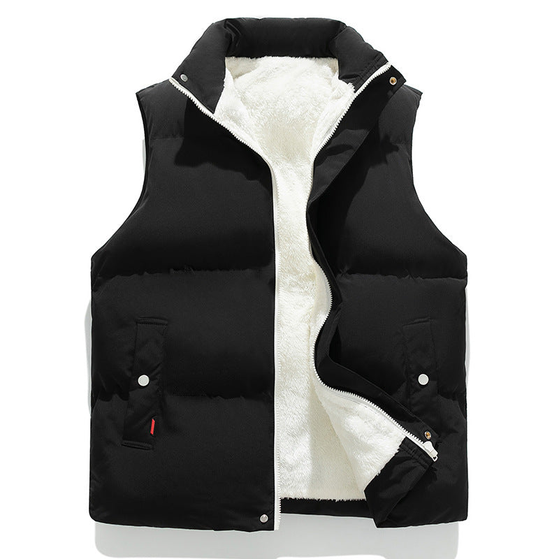 Women Padded Quilted Vest with Teddy Lining, High Stand-Up Collar and Two-Way Zipper Amarae