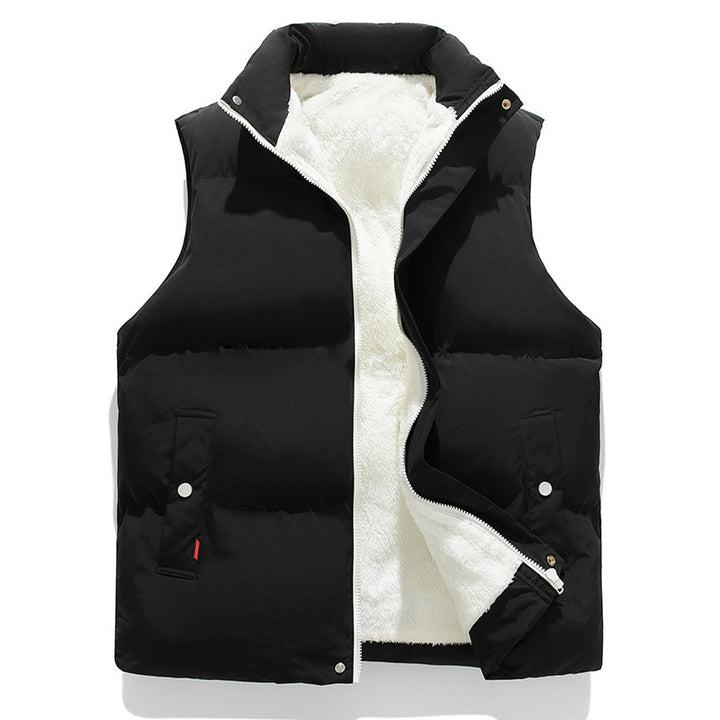 Women Padded Quilted Vest with Teddy Lining, High Stand-Up Collar and Two-Way Zipper Amarae