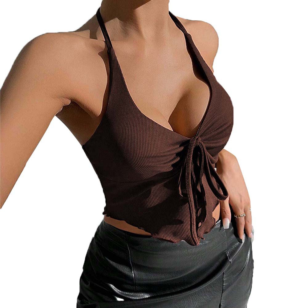 T-shirt court ludique pour femmes avec fronces et lien Chic & Stil