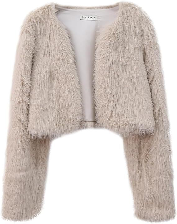 Ladies Short Plush Open Cut Jacket Lune London