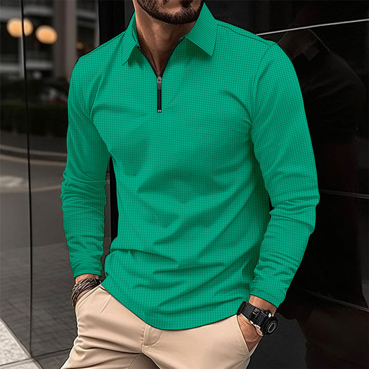 Men's elegant long sleeve shirt with innovative zipper closure and textured top Lune London