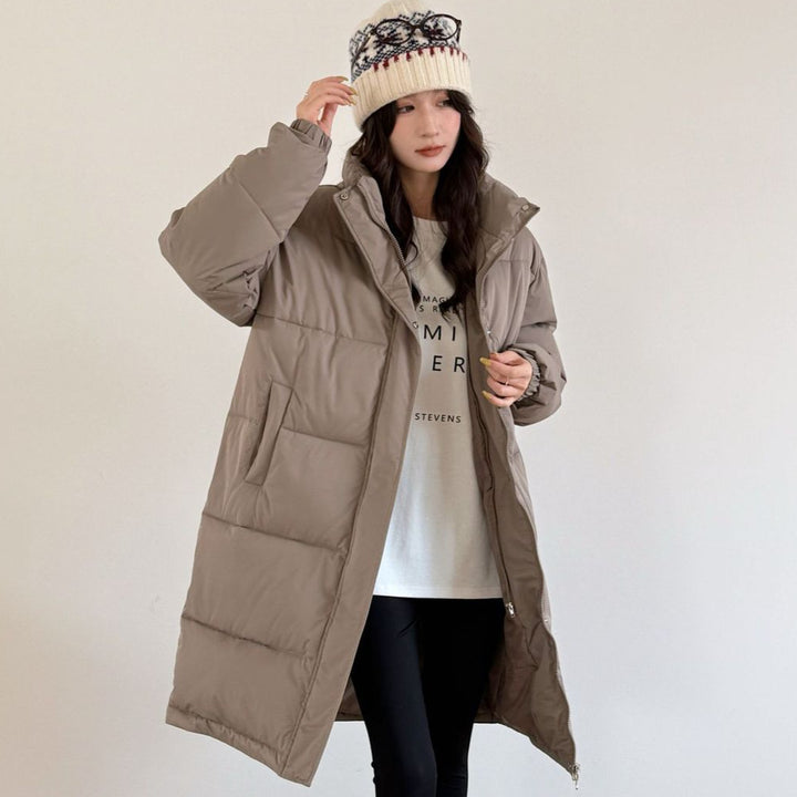 Ladies elegant winter padded parka with faux fur collar and practical pockets Lune London