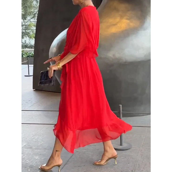 Lune London | Lacing Batwing Sleeve Asymmetrical Dress