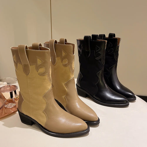 Women's western boots with stylish cut-out details and a sturdy block heel Amarae