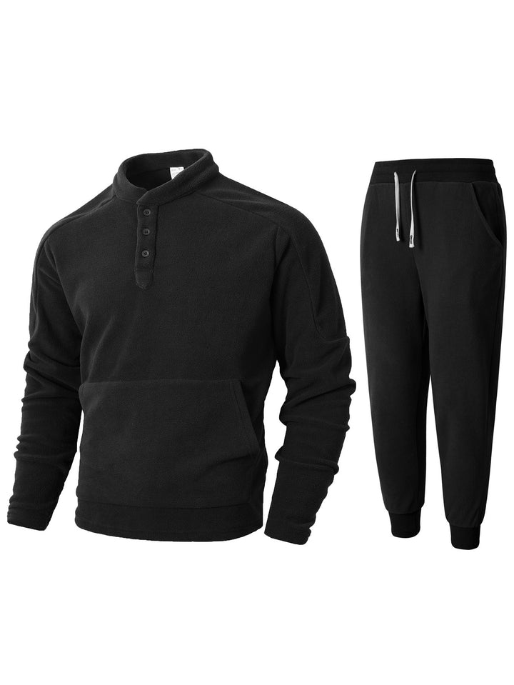 Cozy fleece tracksuit for men with button placket and practical pockets Lune London