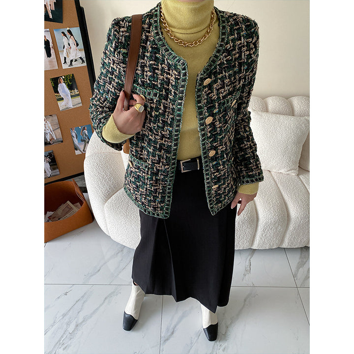 Women's Elegant Boucle Jacket with Decorative Buttons Chic & Stil