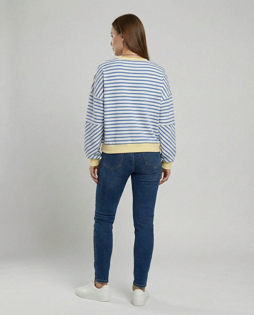 Women's casual striped sweatshirt with boxy cut and contrasting finishes Amarae
