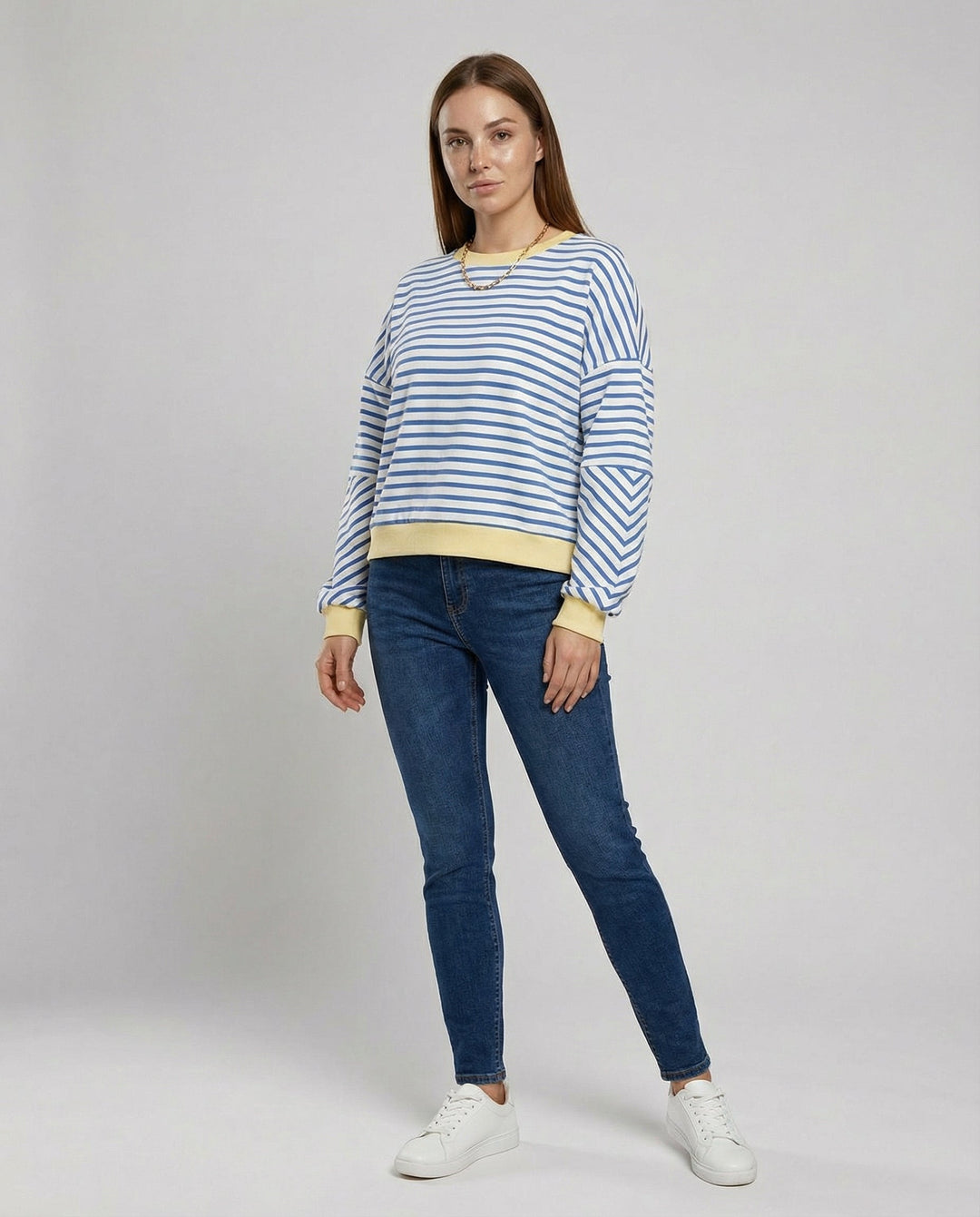 Boxy Sweatshirt Women Striped | Amarae