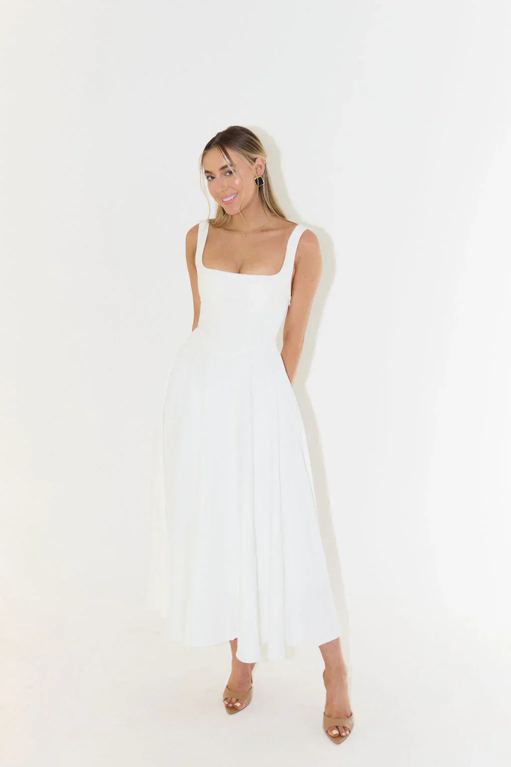 Lune London | Midi Dress with High Waist and Square Neckline