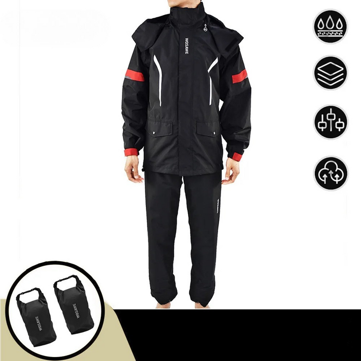 Amarae | Men's Waterproof Motorcycle Rain Jacket - Reflective Black/Green S-2XL