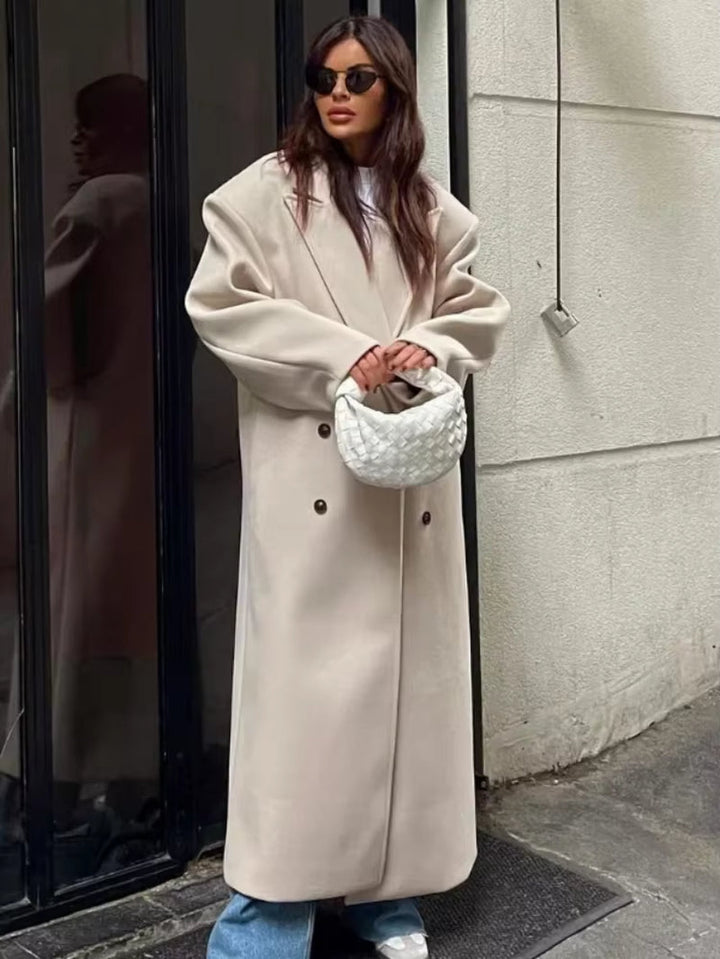 Lune London | Women's Jacket - Long Trench Coat with Lapel Collar