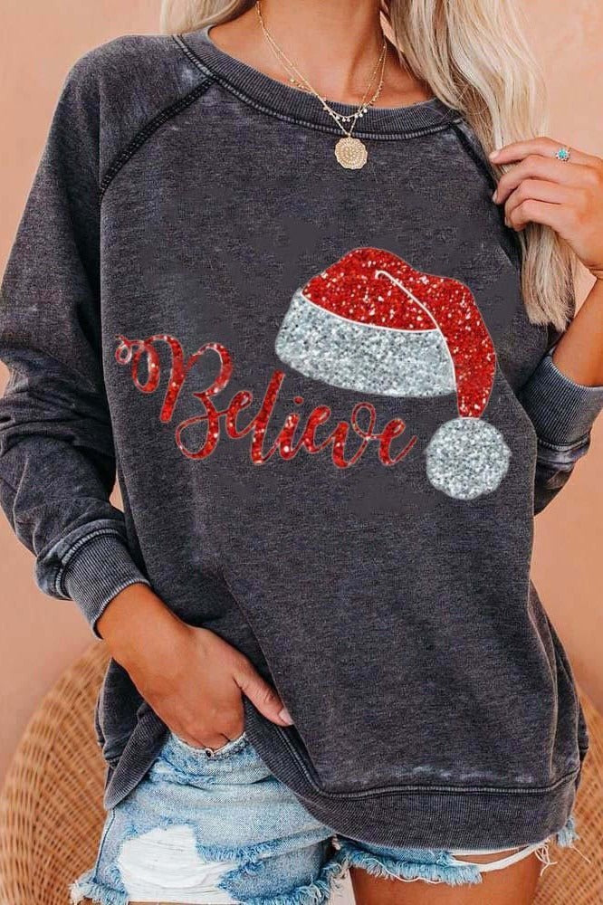 Lune London | Women's grey sweatshirt - Festive Christmas print