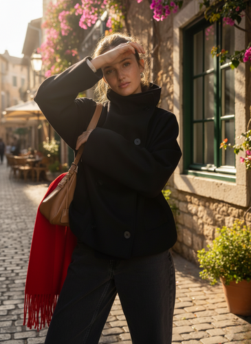 Amarae | Jacket - Wool Blend - Oversized Fit - Stand-Up Collar - Double-Breasted Buttons