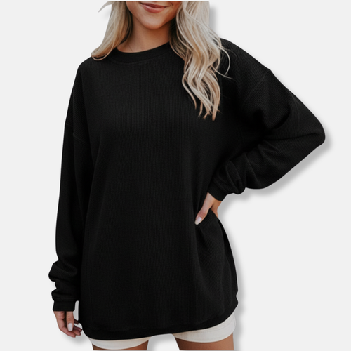 Chic und Stil | Sweatshirt - Loose Fit - Cotton Blend - Long Sleeves with Drop Shoulder - Ribbed Structure