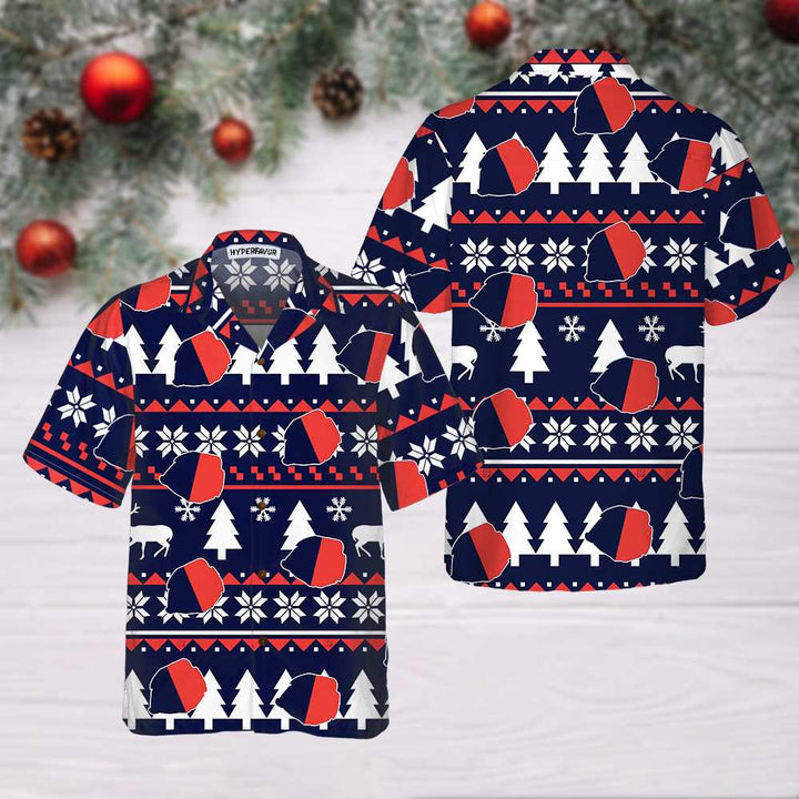 Lune London | Paris Ugly Christmas Hawaiian Shirt, French Flag Christmas Shirt for Men