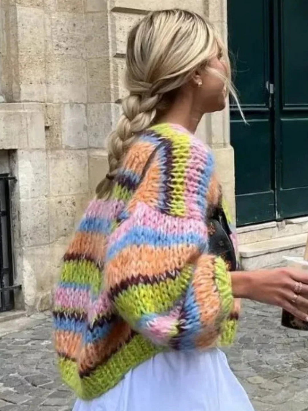 Lune London | Patchwork Cardigan for Women - Long Puff Sleeves