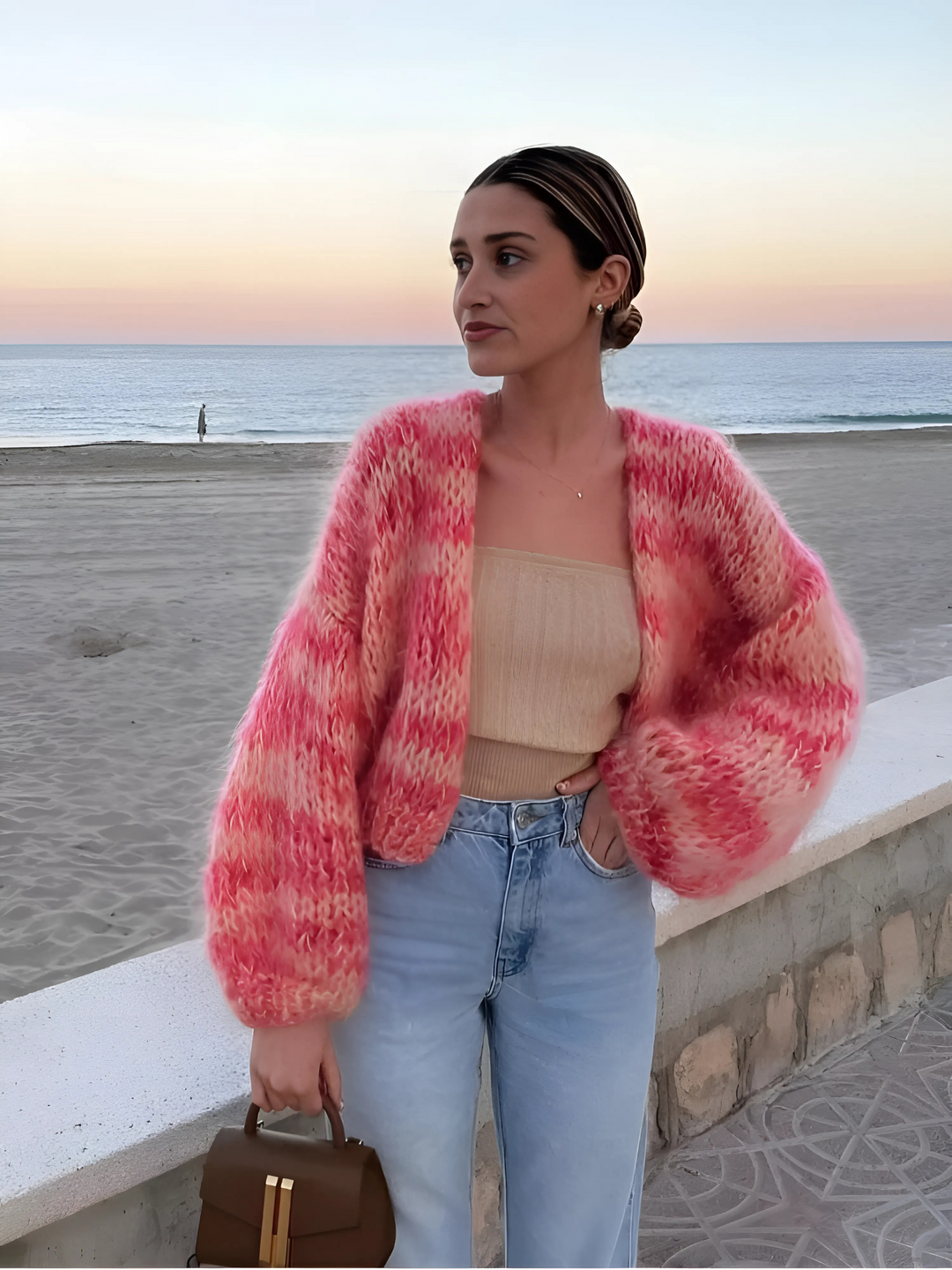 Lune London | Patchwork Cardigan for Women - Long Puff Sleeves