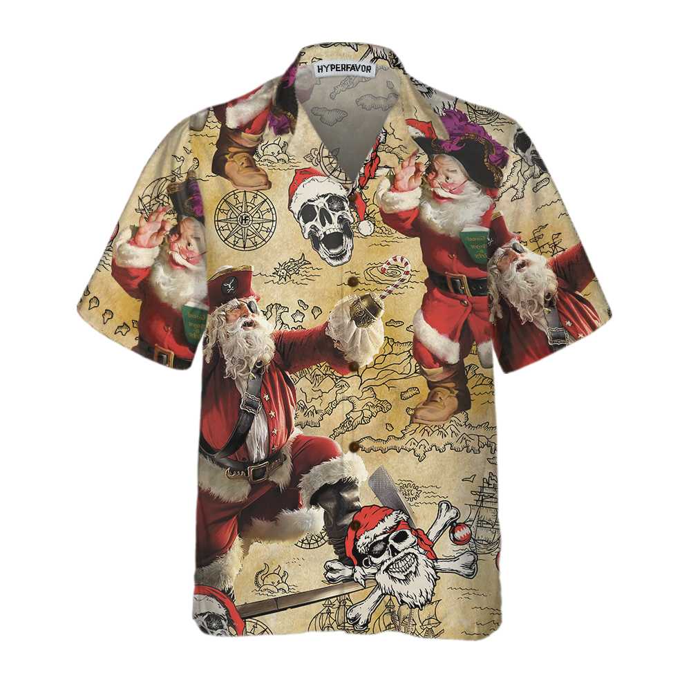 Lune London | Pirate Santa Hawaiian Shirt, Fun Santa Shirt for Men, Best Christmas Gift
