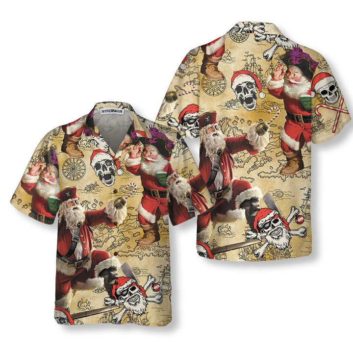 Lune London | Pirate Santa Hawaiian Shirt, Fun Santa Shirt for Men, Best Christmas Gift