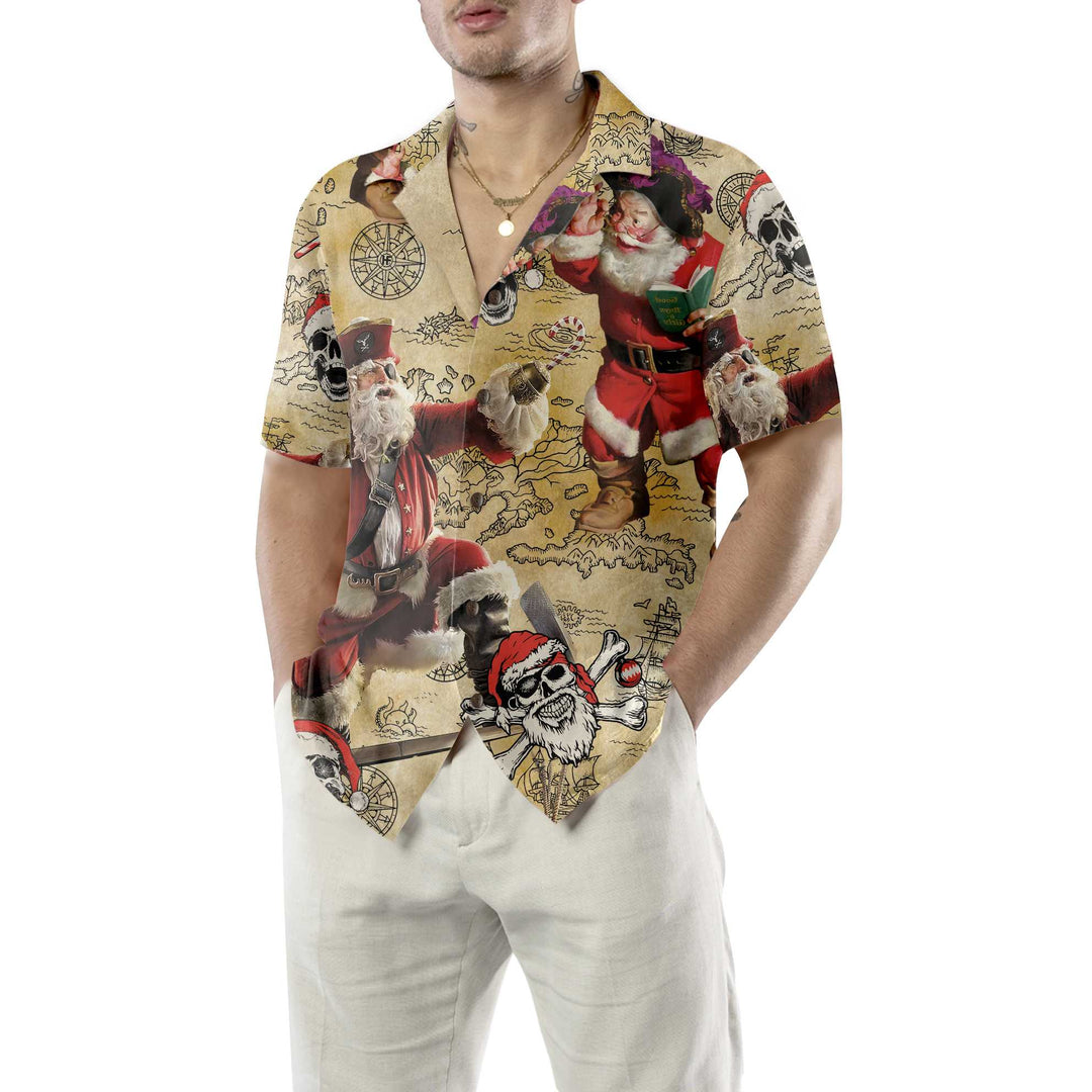 Lune London | Pirate Santa Hawaiian Shirt, Fun Santa Shirt for Men, Best Christmas Gift