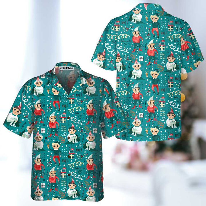 Lune London | Mischievous Christmas Elf Hawaiian Shirt, Fun Christmas Elf T-shirt, Best Christmas Gift Idea