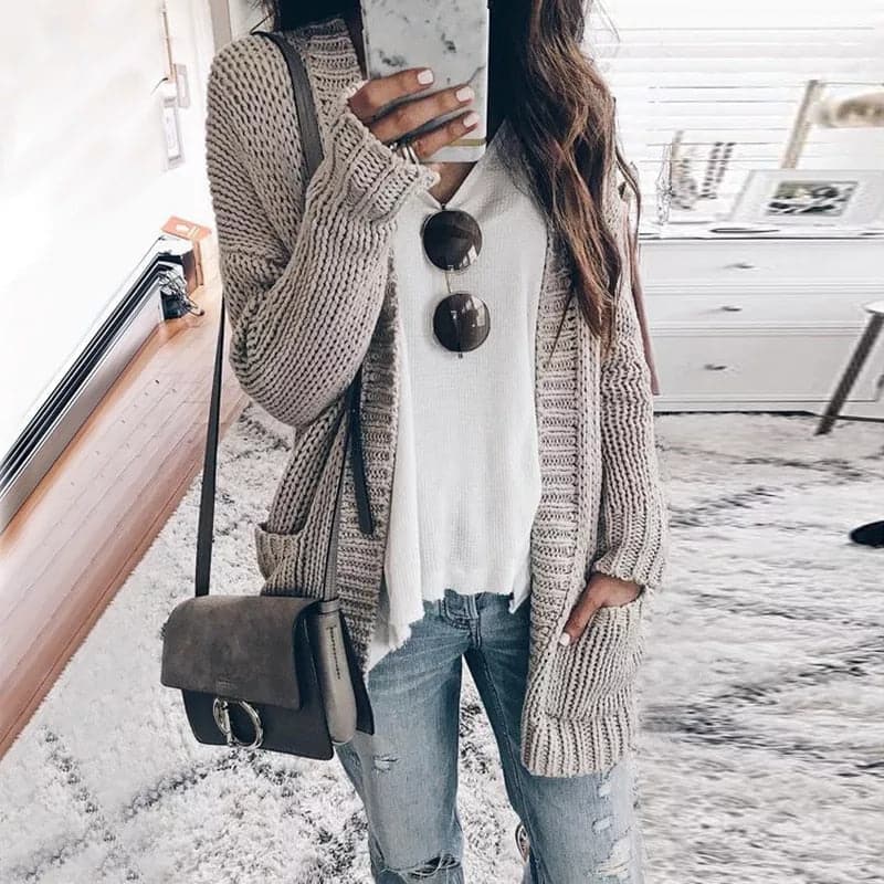 Lune London | Cardigan - Knitted - Open Front - Relaxed Fit - With Pockets