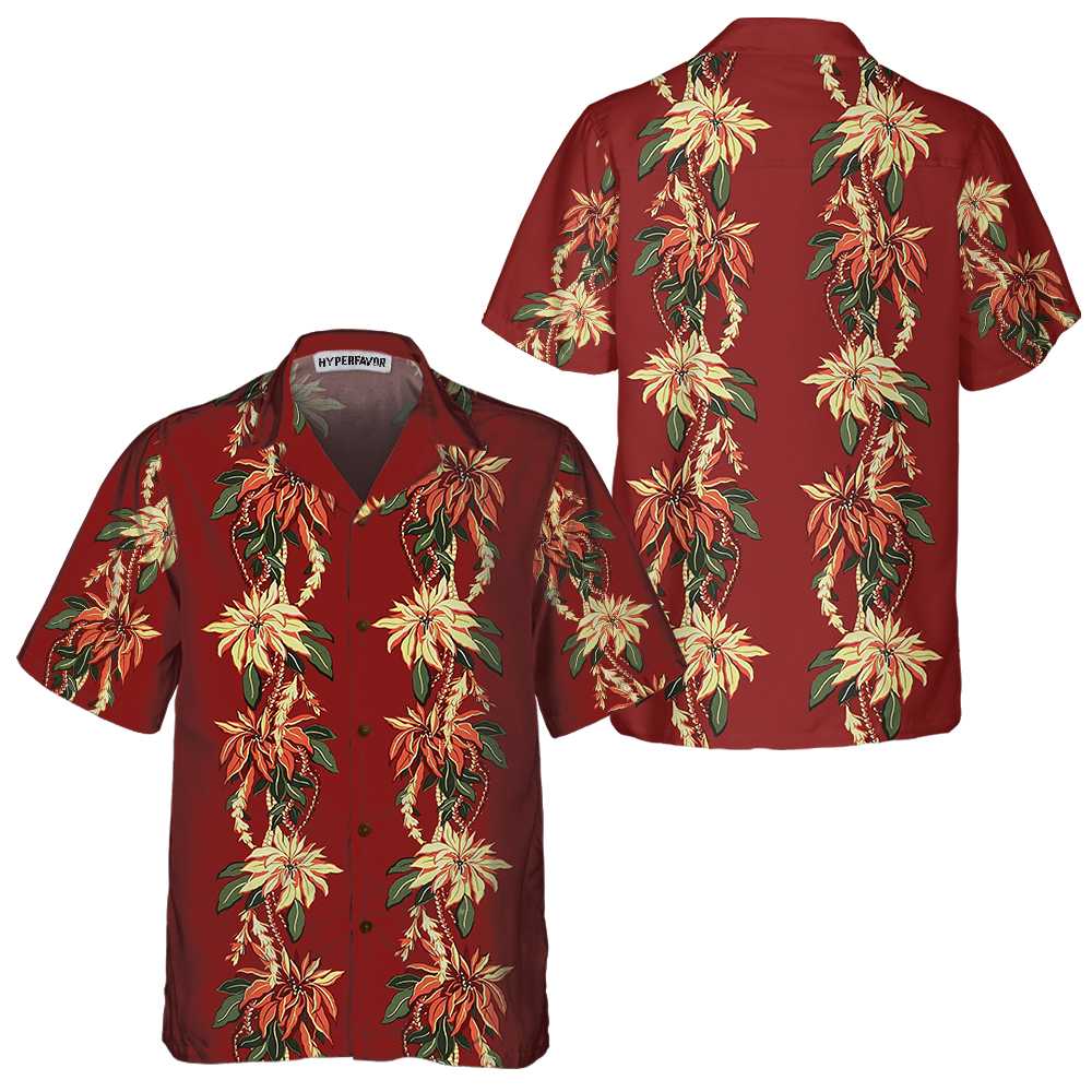Lune London | Christmas Poinsettia Hawaiian Shirt, Vintage Christmas Shirt, Best Christmas Gift Ideas