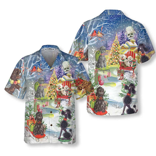 Amarae | Poodle through the snow Hawaiian shirt, fun Christmas shirt for men and women, best Christmas gift
