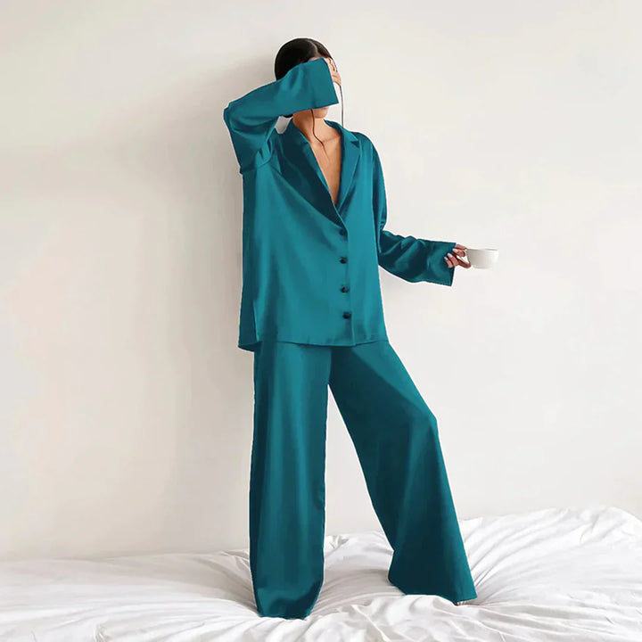 Lune London | Satin Pajama Set with Wide Pants