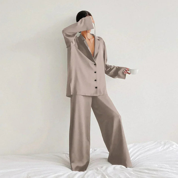 Lune London | Satin Pajama Set with Wide Pants