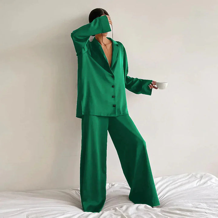 Lune London | Satin Pajama Set with Wide Pants