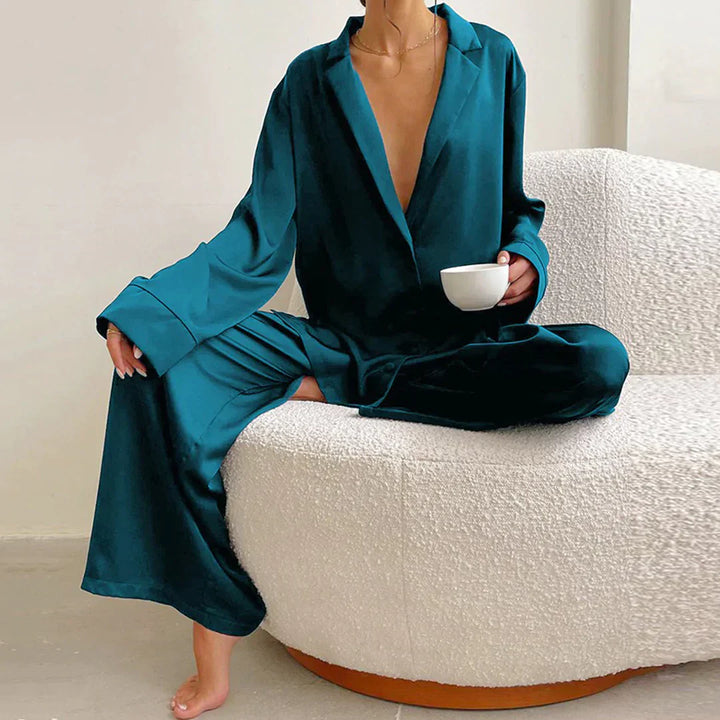 Lune London | Satin Pajama Set with Wide Pants