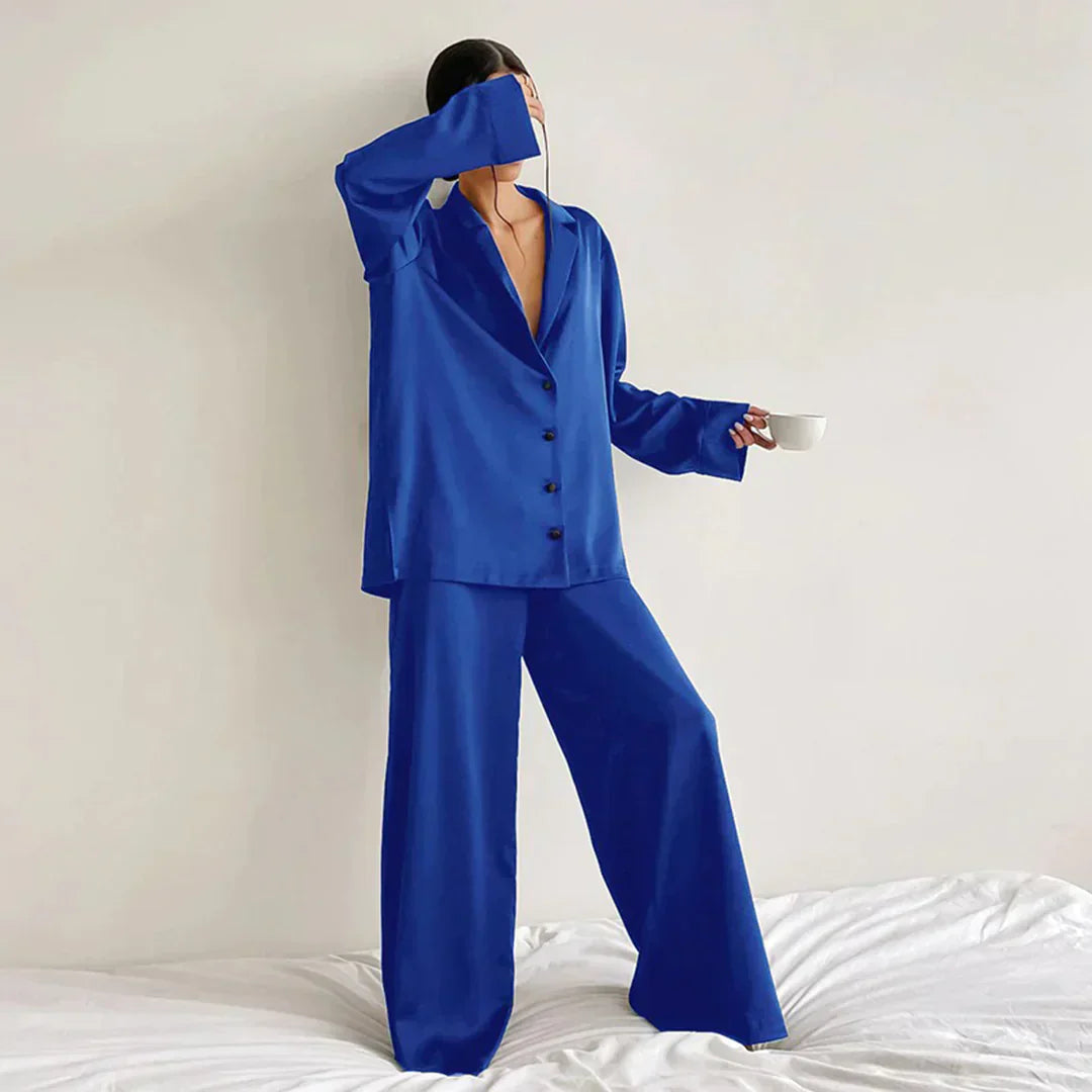 Lune London | Satin Pajama Set with Wide Pants
