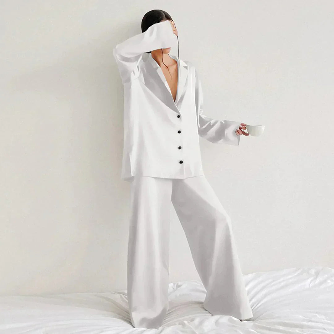 Lune London | Satin Pajama Set with Wide Pants