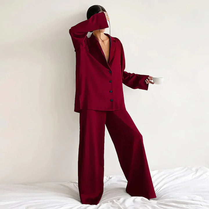 Lune London | Satin Pajama Set with Wide Pants