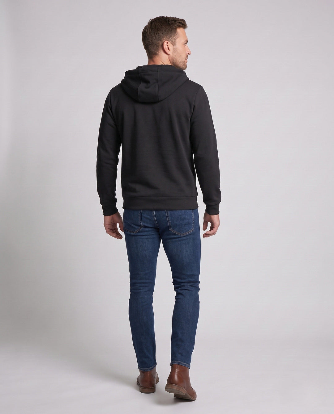 Men's Half-Zip Hoodie with Contrast Cords and Textured Chest Seam Amarae