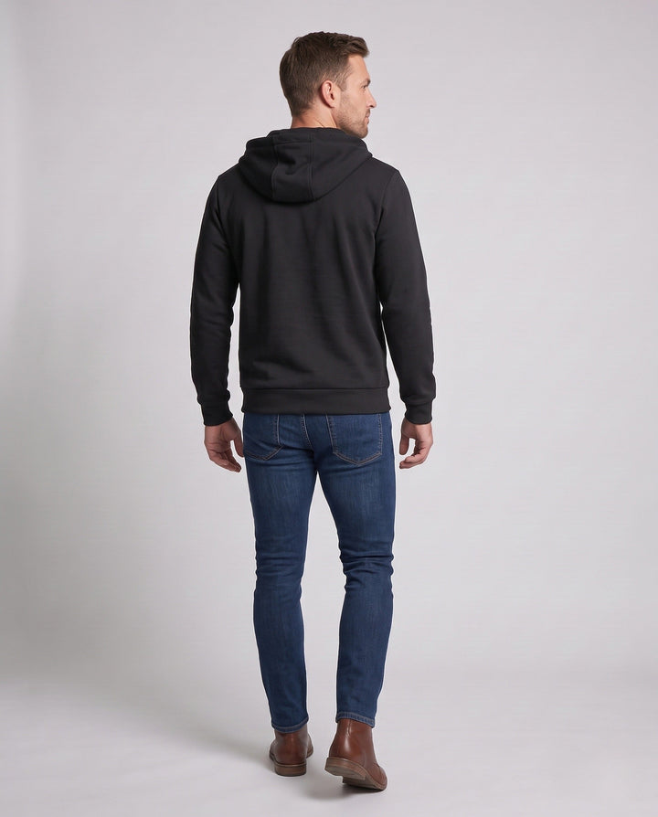 Men's Half-Zip Hoodie with Contrast Cords and Textured Chest Seam Amarae