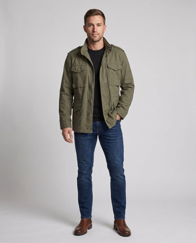 Men's field jacket in military style with flap pockets and epaulettes Amarae