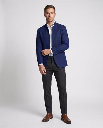 Men's tailored wool blend coat with stand-up collar and slim silhouette Amarae