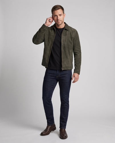 Men's suede jacket with zipper and shirt collar Amarae