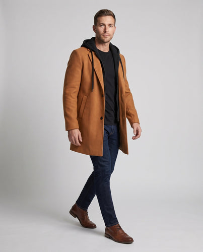 Men's double-layer city coat with removable hood inner jacket Amarae
