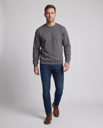 Men's sweatshirt with crew neck and soft fleece lining, regular fit Amarae