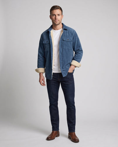 Men's cord overshirt with teddy lining, thermally insulated shirt jacket Amarae