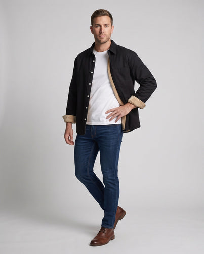Men's thermal lined shirt jacket in worker style with teddy lining Amarae