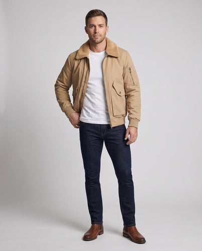 Men's Desert Utility Bomber with quilted thermal lining and faux fur collar Amarae