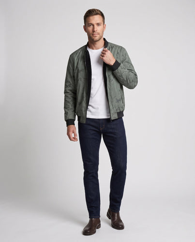 Men's Quilted Bomber Jacket with Teddy Lining and Camouflage Look Amarae