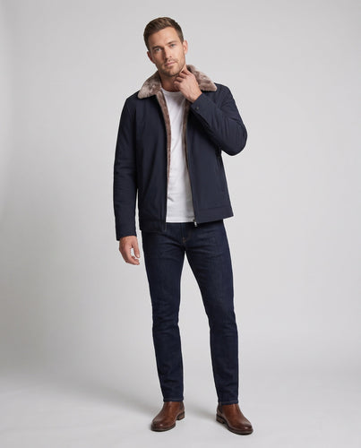Men's Insulated Transition Jacket with Cozy Teddy Lining and Stand-up Collar Amarae