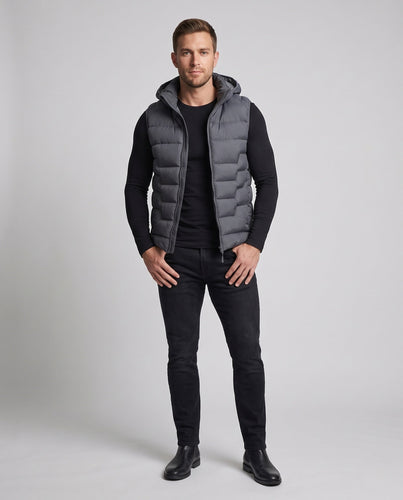 Men's Padded Thermal Quilted Vest with Hood and Windproof Outer Layer Amarae