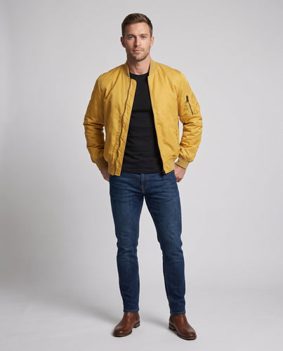 Men's Insulated Flight Bomber Jacket with Thermal Padding and Sleeve Pocket Amarae