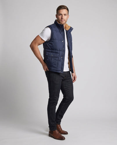 Men's Insulated Outdoor Quilted Vest with Teddy Lining, Chest Zipper and Flap Pockets Amarae
